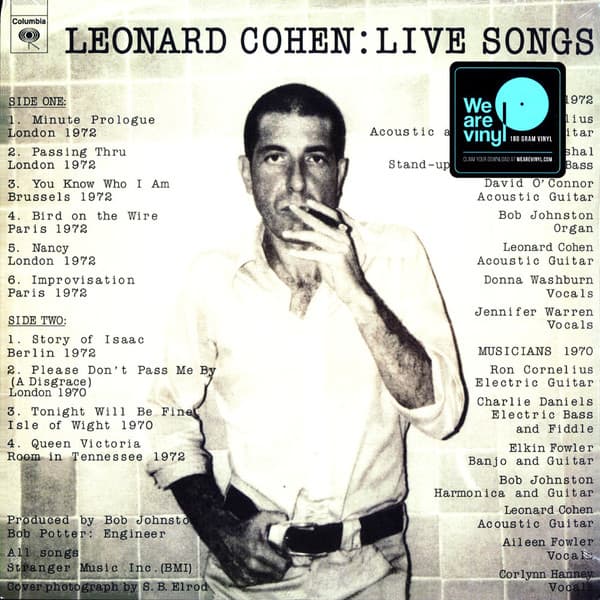 COHEN, LEONARD – COHEN, LEONARD – LEONARD COHEN: LIVE SONGS